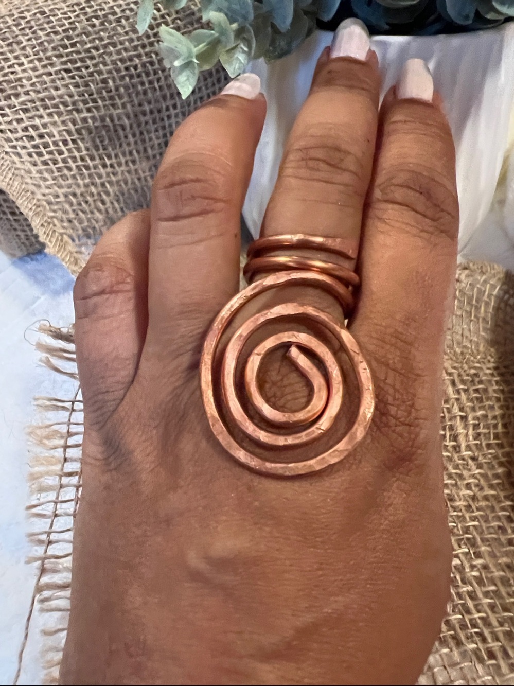 Copper Spiral Ring Sz 8 #E27